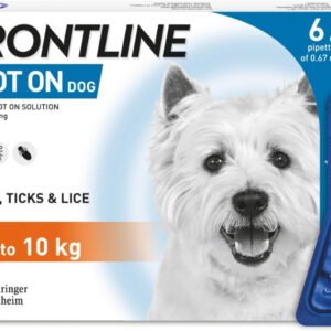 FRONTLINE Spot On Flea & Tick Treatment for Small Dog (2–10kg) – 6 Pipettes