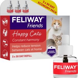 FELIWAY Friends 3 x 30 Day Cat Calming Odourless Refills for Pheromone Diffuser, 3 x 48ml