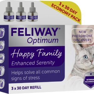 FELIWAY Optimum 3x30 Day Cat Calming Odourless Refills for Pheromone Diffuser, 3x48ml Value Pack